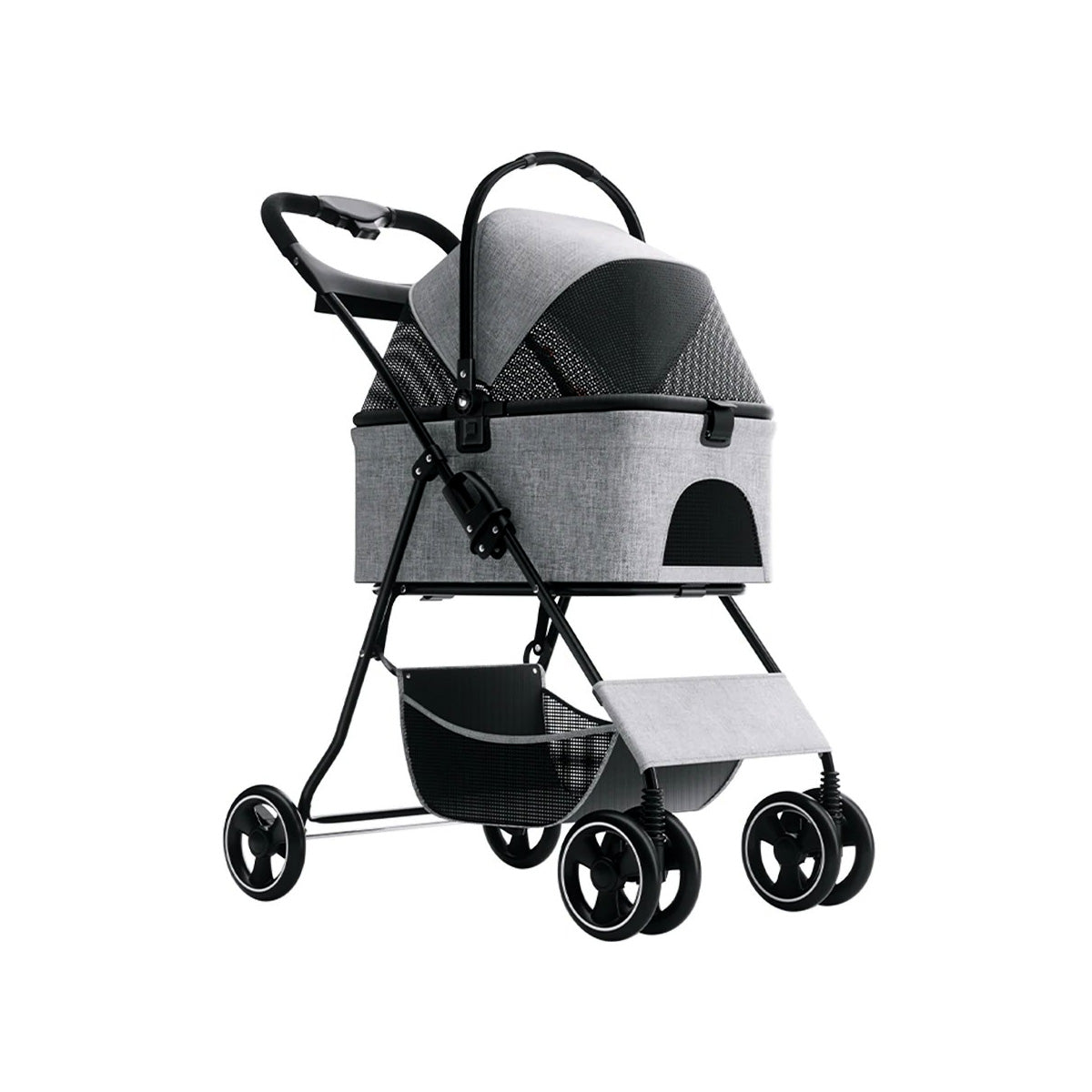 Taihe Foldable Dog & Cat Stroller with Detachable Carrier and Storage