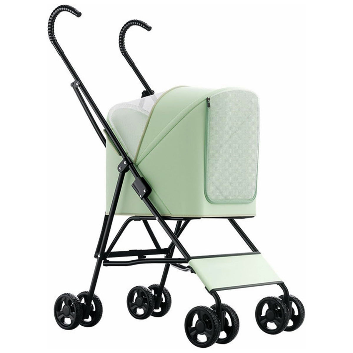 Taihe Foldable Pet Stroller w/Storage Basket, Safety Belt & 4 Wheels