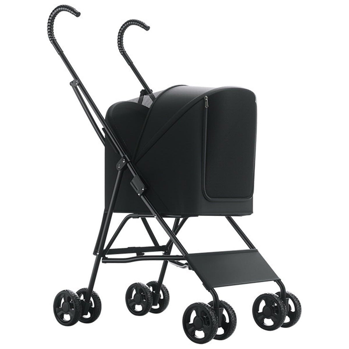 Taihe Foldable Pet Stroller w/Storage Basket, Safety Belt & 4 Wheels