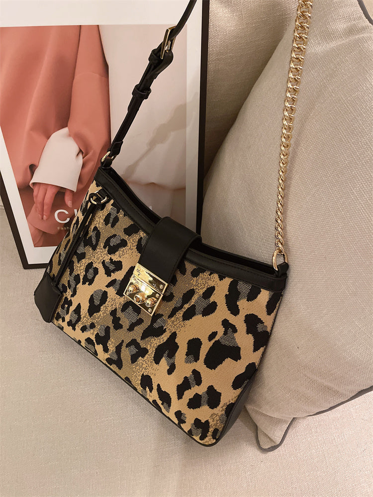 Vintage Leopard Print Large Capacity Tote Bag - 2024 New Women's Unique Design Crossbody and Commuter Bag