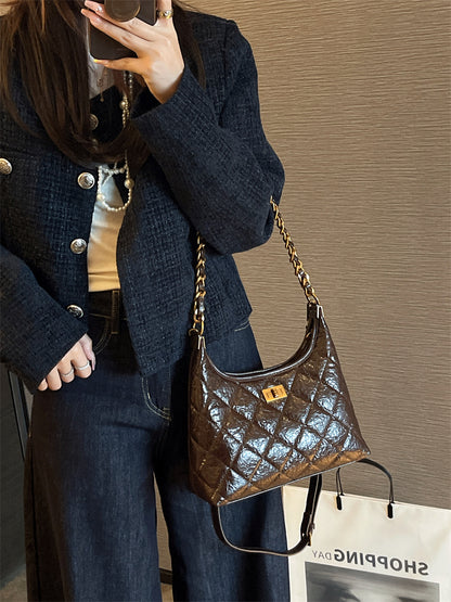 Luxury Quilted Chain Shoulder Bag for Women 2024 - Chic and Versatile Single-Strap Crossbody Hobo Bag