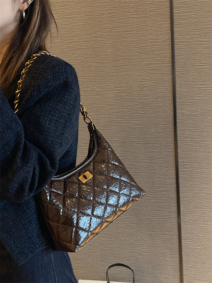 Luxury Quilted Chain Shoulder Bag for Women 2024 - Chic and Versatile Single-Strap Crossbody Hobo Bag