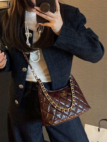 Luxury Quilted Chain Shoulder Bag for Women 2024 - Chic and Versatile Single-Strap Crossbody Hobo Bag