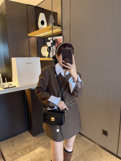 Vintage Fall/Winter Retro Small Box Bag - Fashionable PU Leather Shoulder & Crossbody Bag with Double Strap for Women