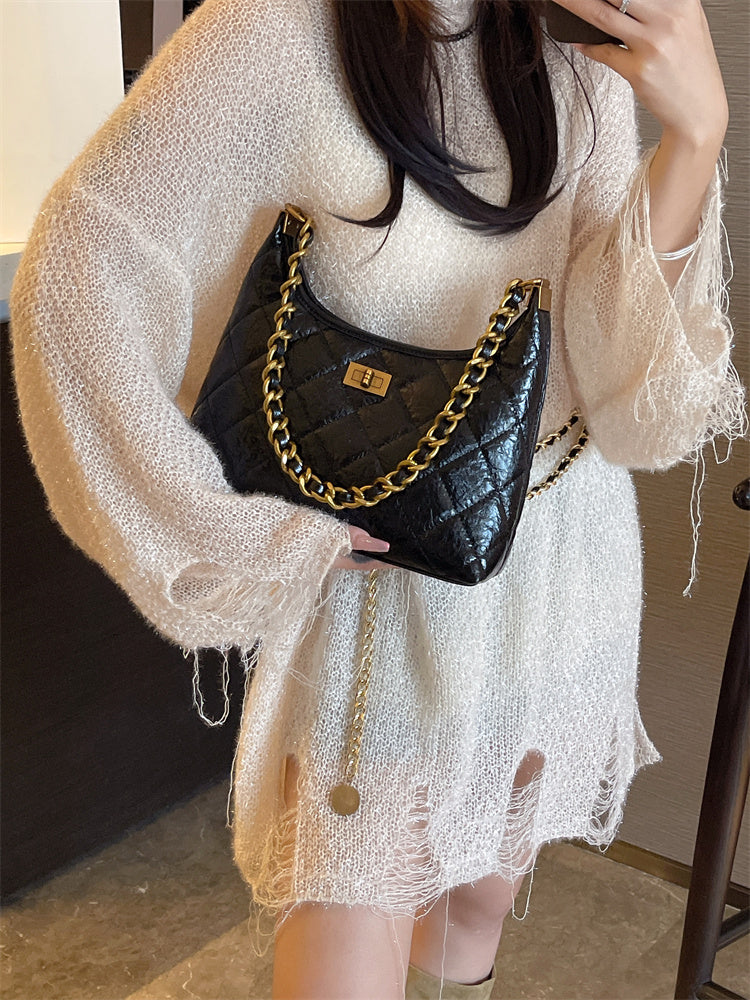 Luxury Quilted Chain Shoulder Bag for Women 2024 - Chic and Versatile Single-Strap Crossbody Hobo Bag