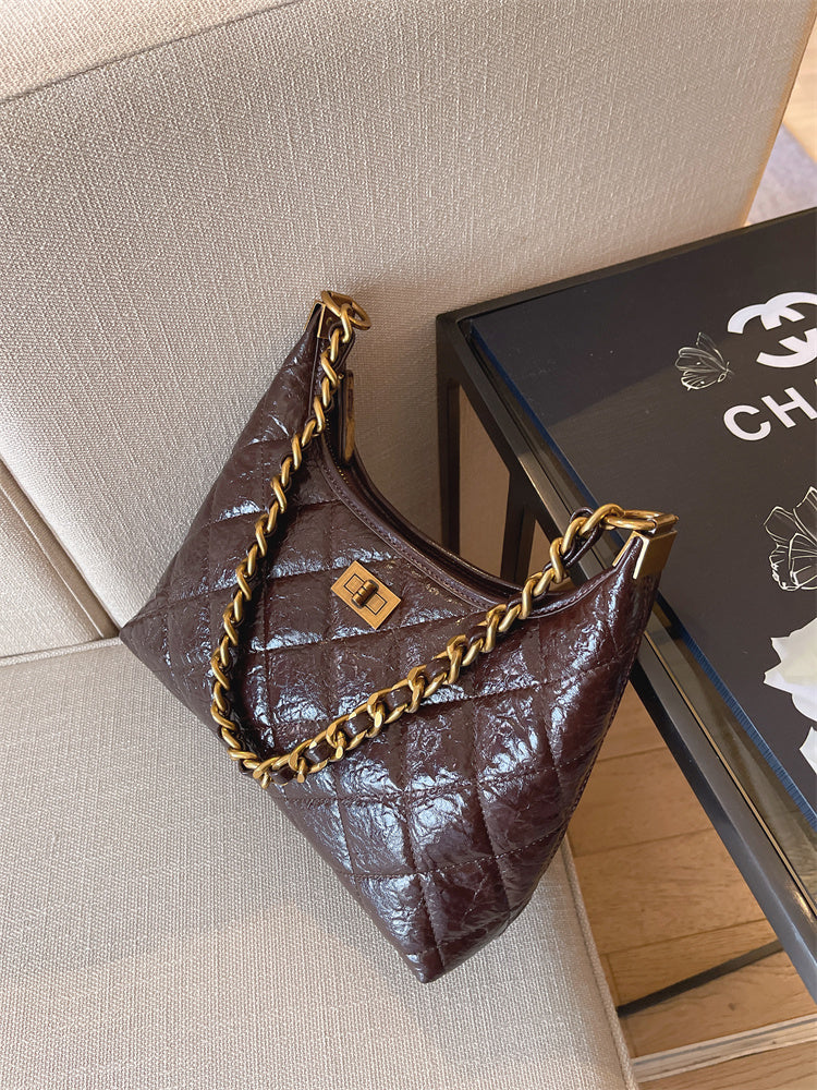 Luxury Quilted Chain Shoulder Bag for Women 2024 - Chic and Versatile Single-Strap Crossbody Hobo Bag