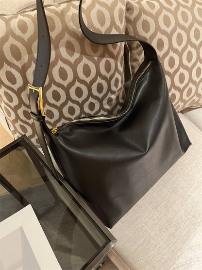 2024 New Trendy Large Capacity Women's Black Shoulder Bag - Versatile Fashion Bucket Bag